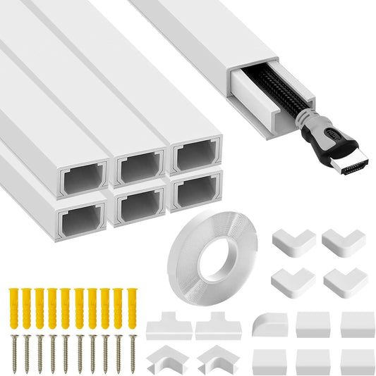 White Self-Adhesive Cable Duct for Hiding TV Power Cords-CentralDepot247