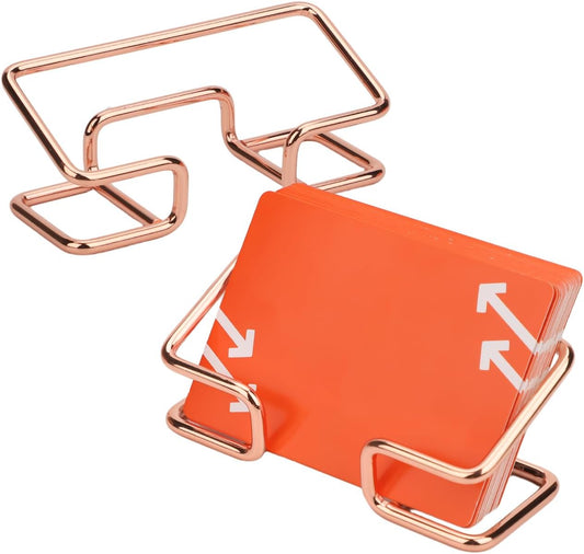Rose Gold Metal Business Card Holder - 2pcs Desk Organizer-CentralDepot247
