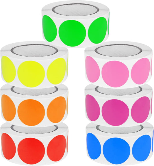 Yicaam 3500 Pcs 25mm Round Stickers Labels - Assorted Colors, 7 Rolls