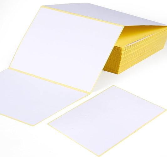 100 Large Plain White Sticky Postage Labels 100 x 75 mm, Self Adhesive