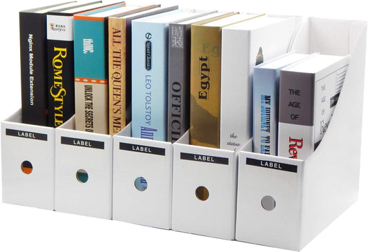 TOSSOW Kraft Paper Storage Box 5pcs Magazine Holder - White