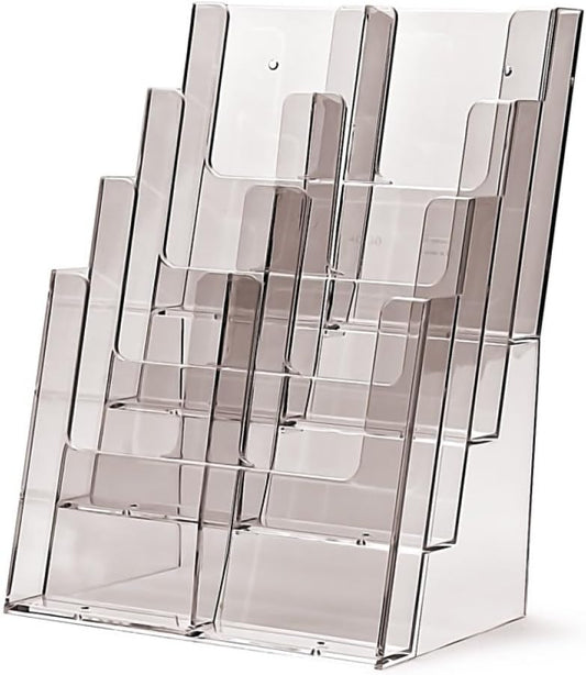 Table Leaflet Stand - A4 Format (4 Compartments) - Transparent-CentralDepot247