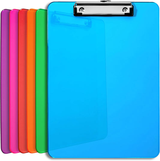Plastic Clipboards Set of 6 Assorted Colors A4 12.5 x 9 Inch