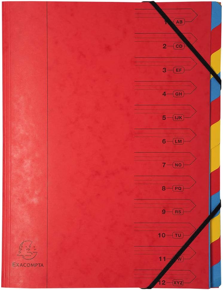 Stapled Spine Multipart File - 245 x 320mm, 12 Tabbed Sections, Pack of 8-CentralDepot247