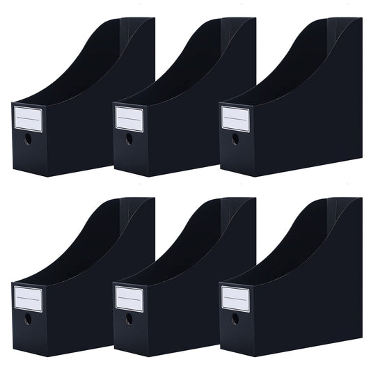Pack of 6 Magazine File Holders with Labels, Blue