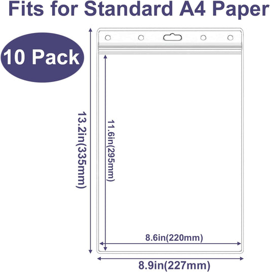 10 Pack A4 Waterproof Resealable Zip Sheet Protectors-CentralDepot247