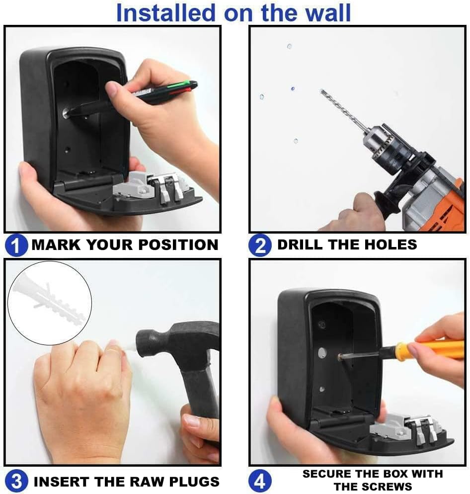 Extra Large Wall Mounted Key Safe Box - Heavy Duty Waterproof Storage