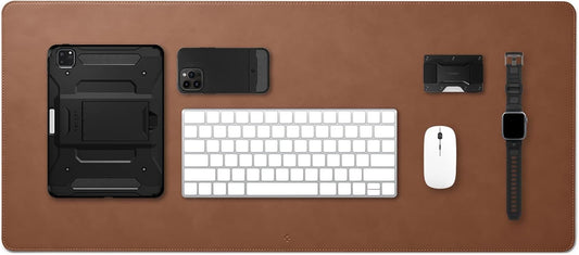 Velo Vegan PU Leather Desk Pad with Non-Slip Rubber Mat - Brown-CentralDepot247