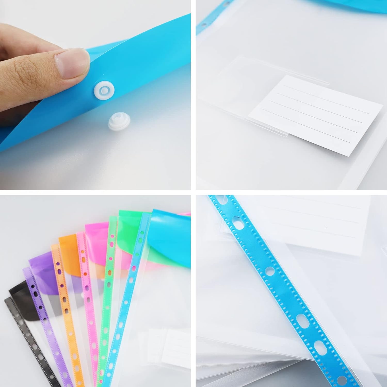 Plastic Wallets A4 Punched Pockets – 12 PCS Expandable Document Folders