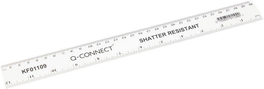 Q-Connect Shatterproof Ruler 300mm with Inches & CM/MM