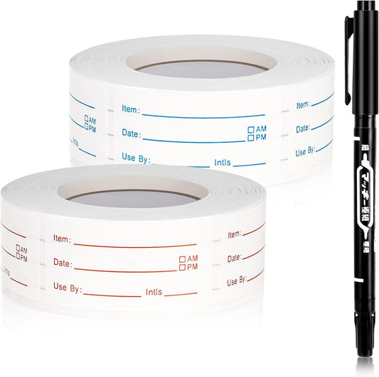Removable Food Storage Stickers - 1000 Labels (2 Rolls)