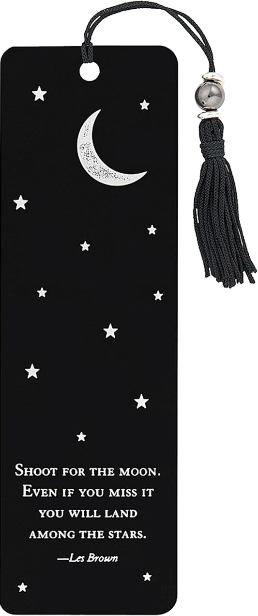 Shoot For The Moon Beaded Bookmark with Inspirational Quote