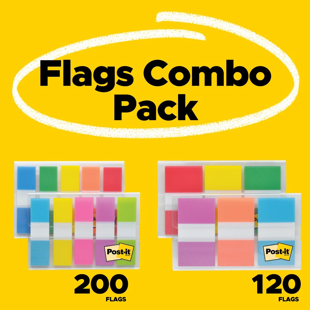 Post-it Flags Combo Pack - 4 Dispensers, Assorted Colors, 320 Flags