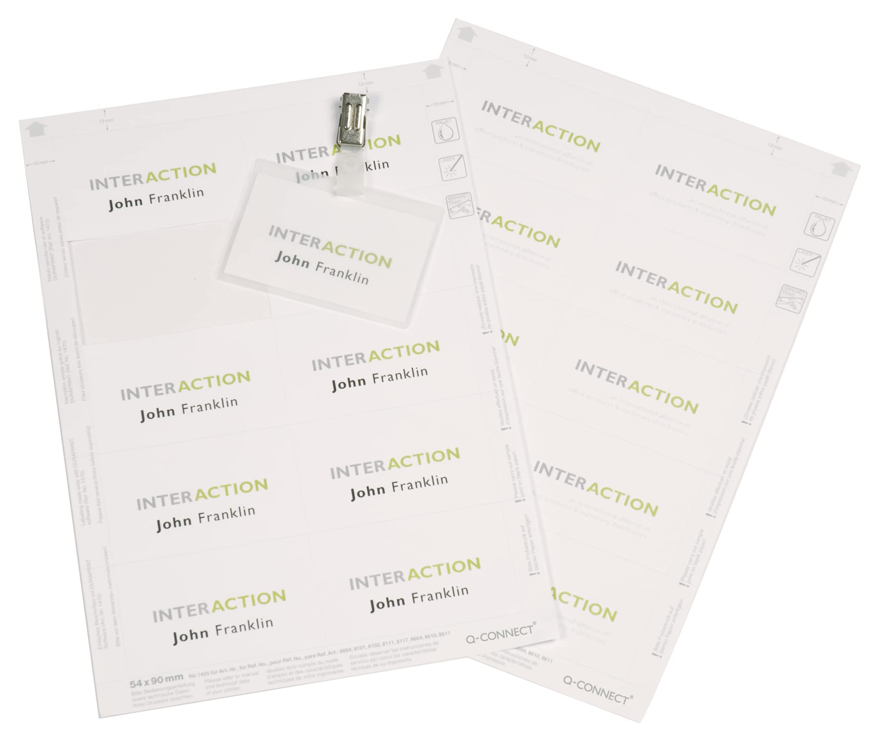 Q-Connect Name Badge Inserts 54x90mm - 10 Per Sheet (Pack of 25)