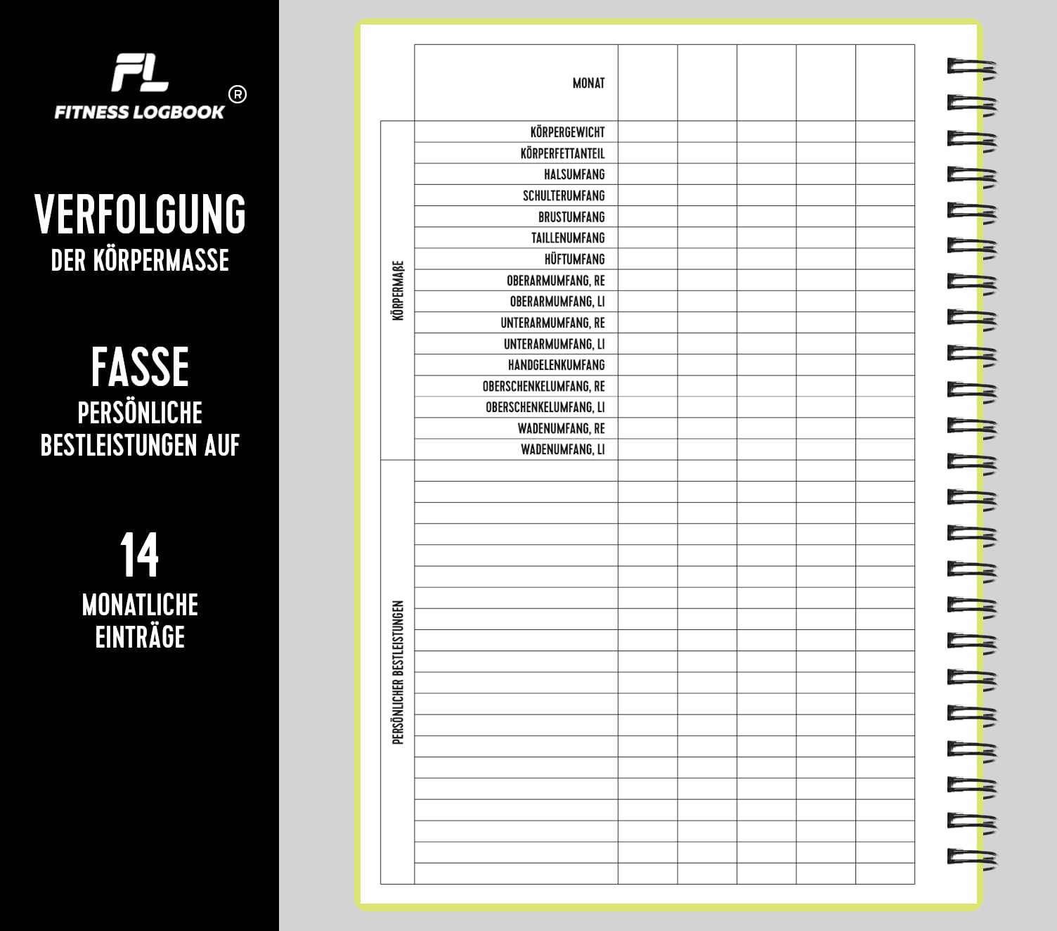 Undated A5 Fitness Log Book with Plastic Cover – Lime Green-CentralDepot247