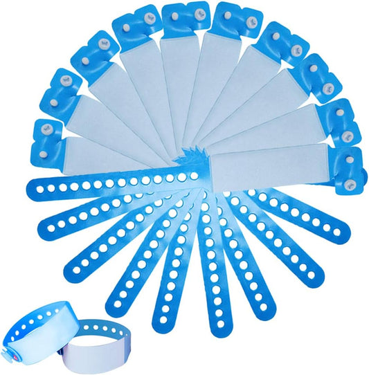 SwirlColor Adult Disposable Event Wristbands - 100 Pack, Blue