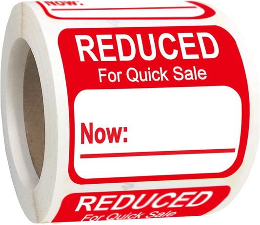 Reduced Stickers Sale Price Labels 500 Pcs/Roll - Red