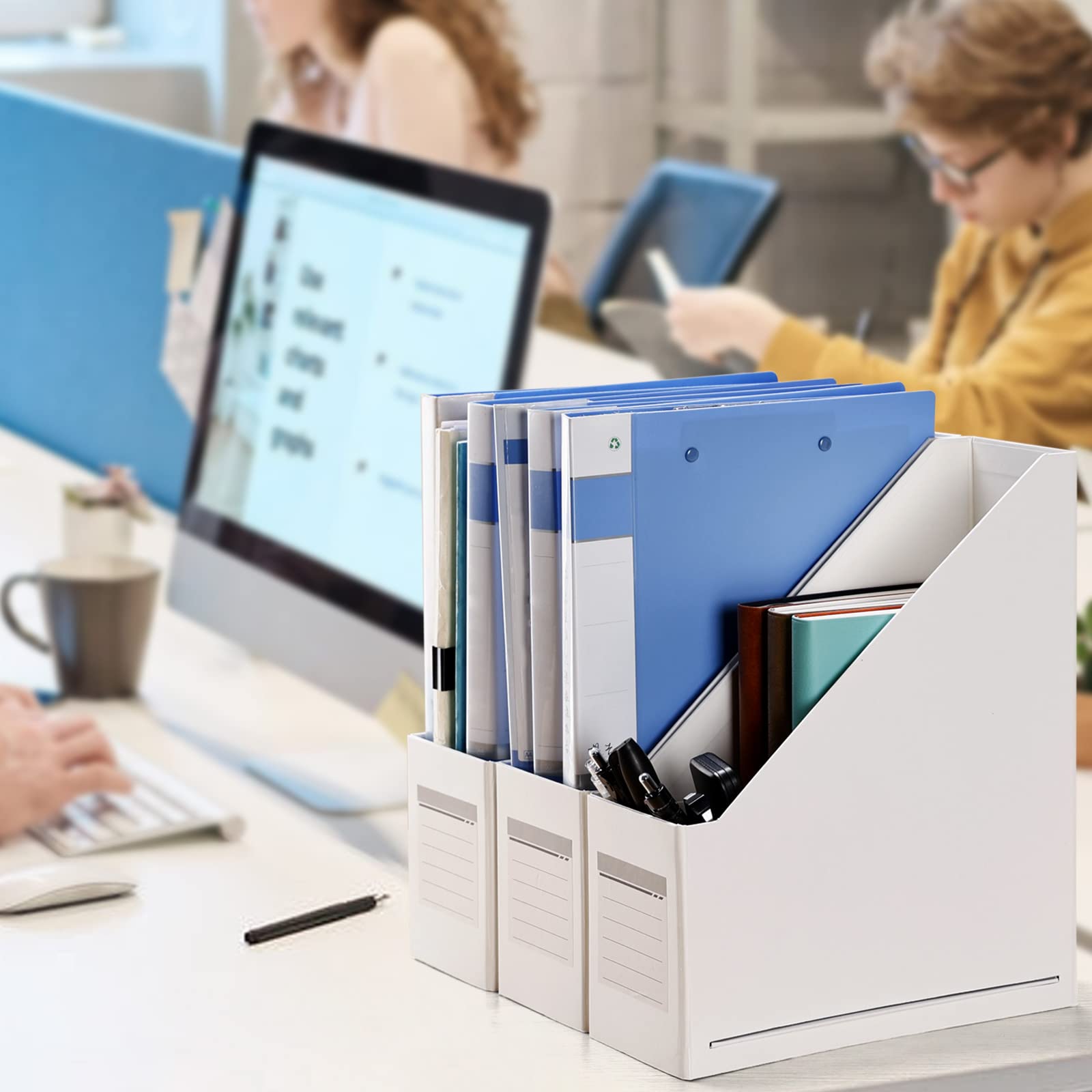 Red Magazine Holder, Cardboard File Organizer (Pack of 3)
