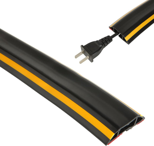 Self-Adhesive Floor Cable Protector - 3M Black Rubber with Yellow Line-CentralDepot247