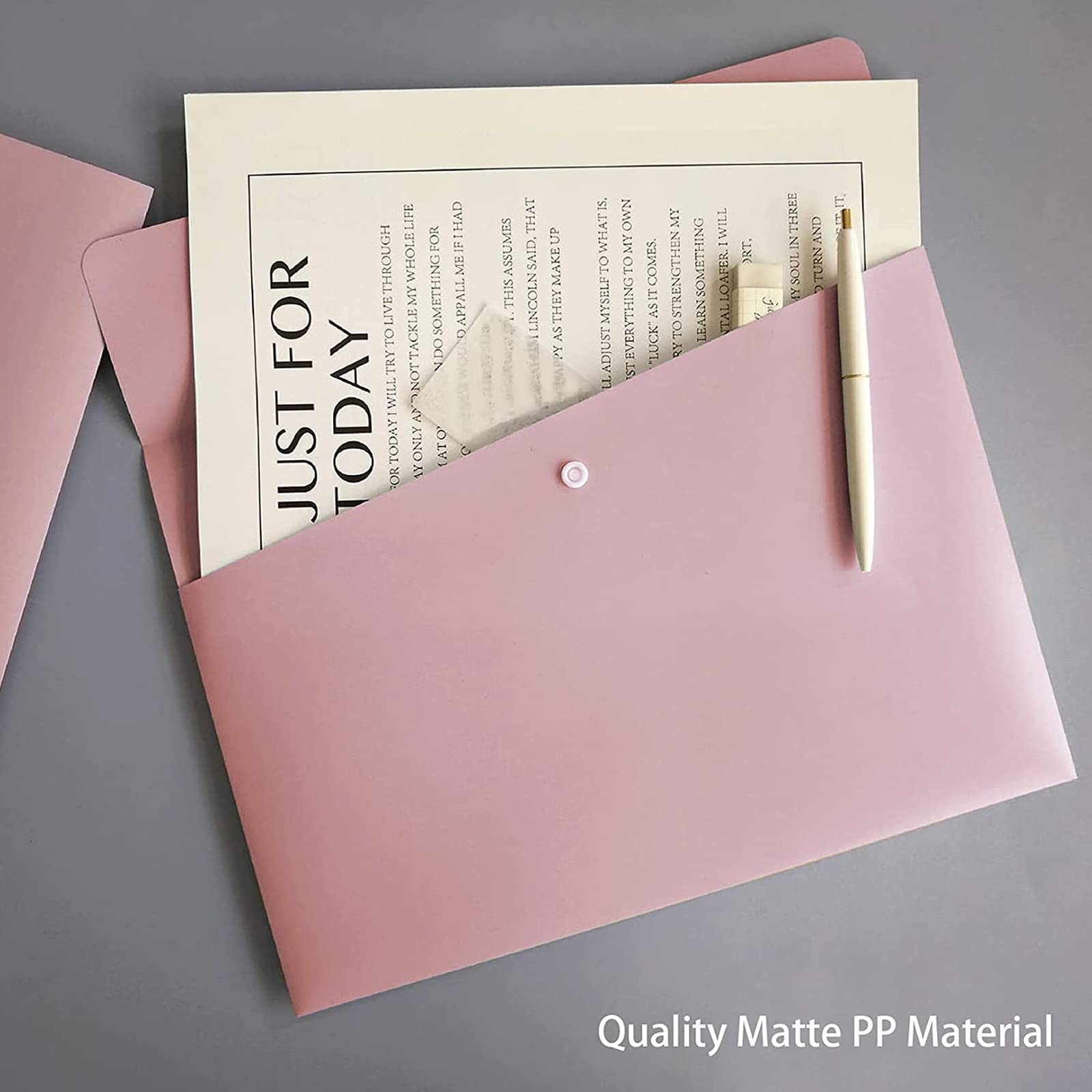 Poly File Folders, Letter Size Document Holders, Pack of 5 - Pastel Pink