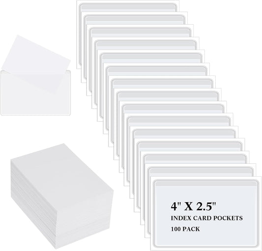 Self-Adhesive Business Card Pockets with 100 Blank Cardstock