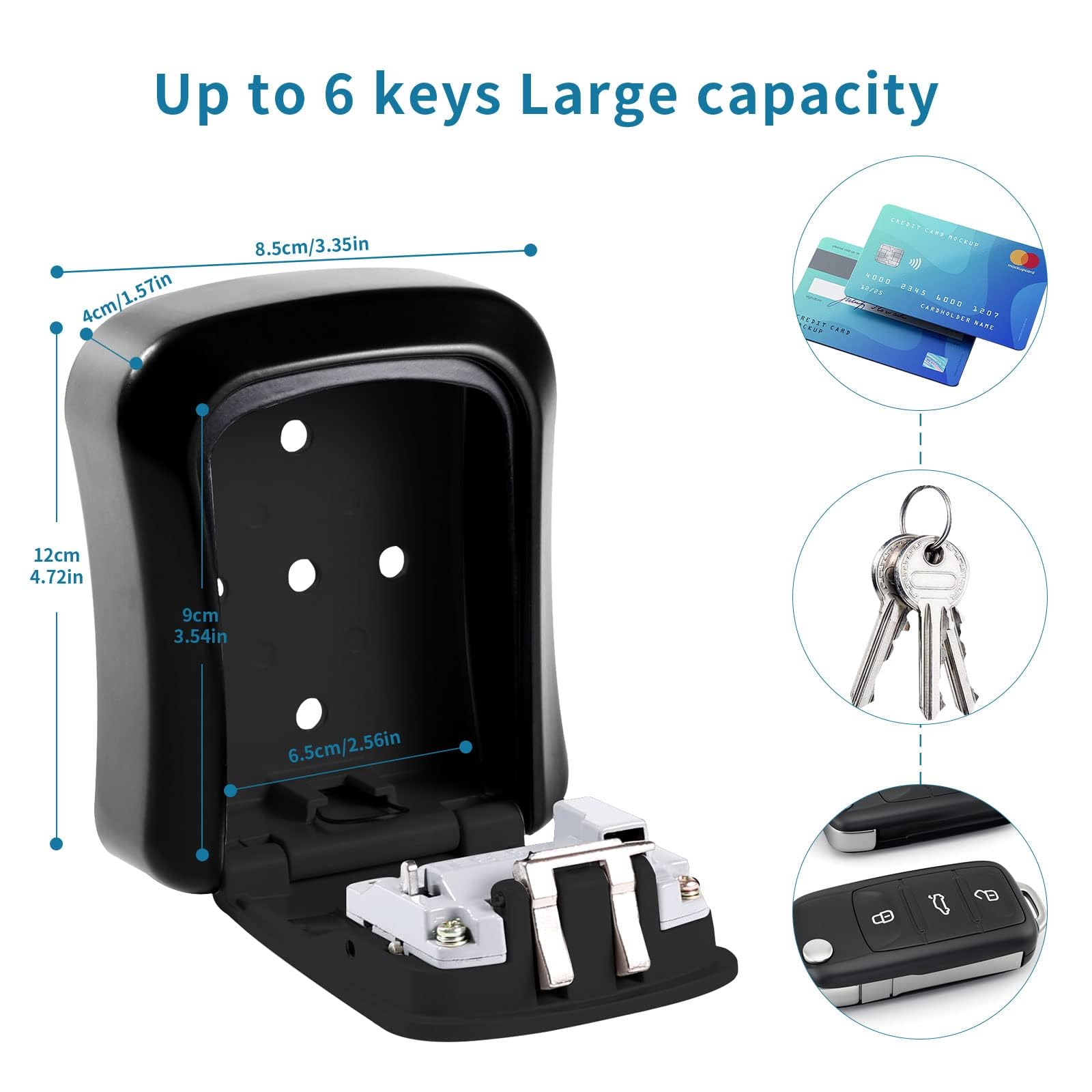 Wall Mounted Key Safe - 4 Digit Combination Lock Box for Indoor/Outdoor