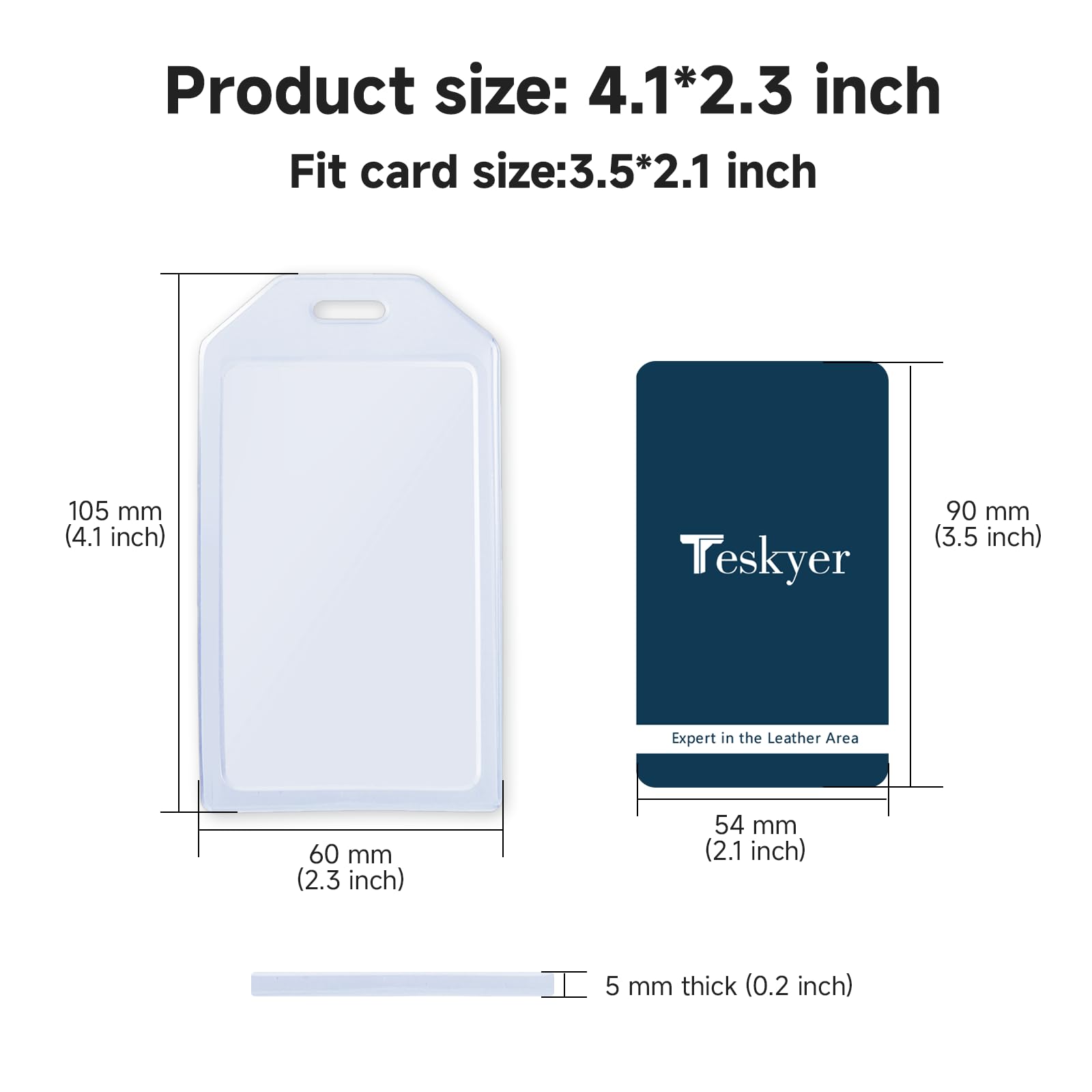 Retractable Badge Holder - 2 Pcs, Extra Thick Plastic, Vertical