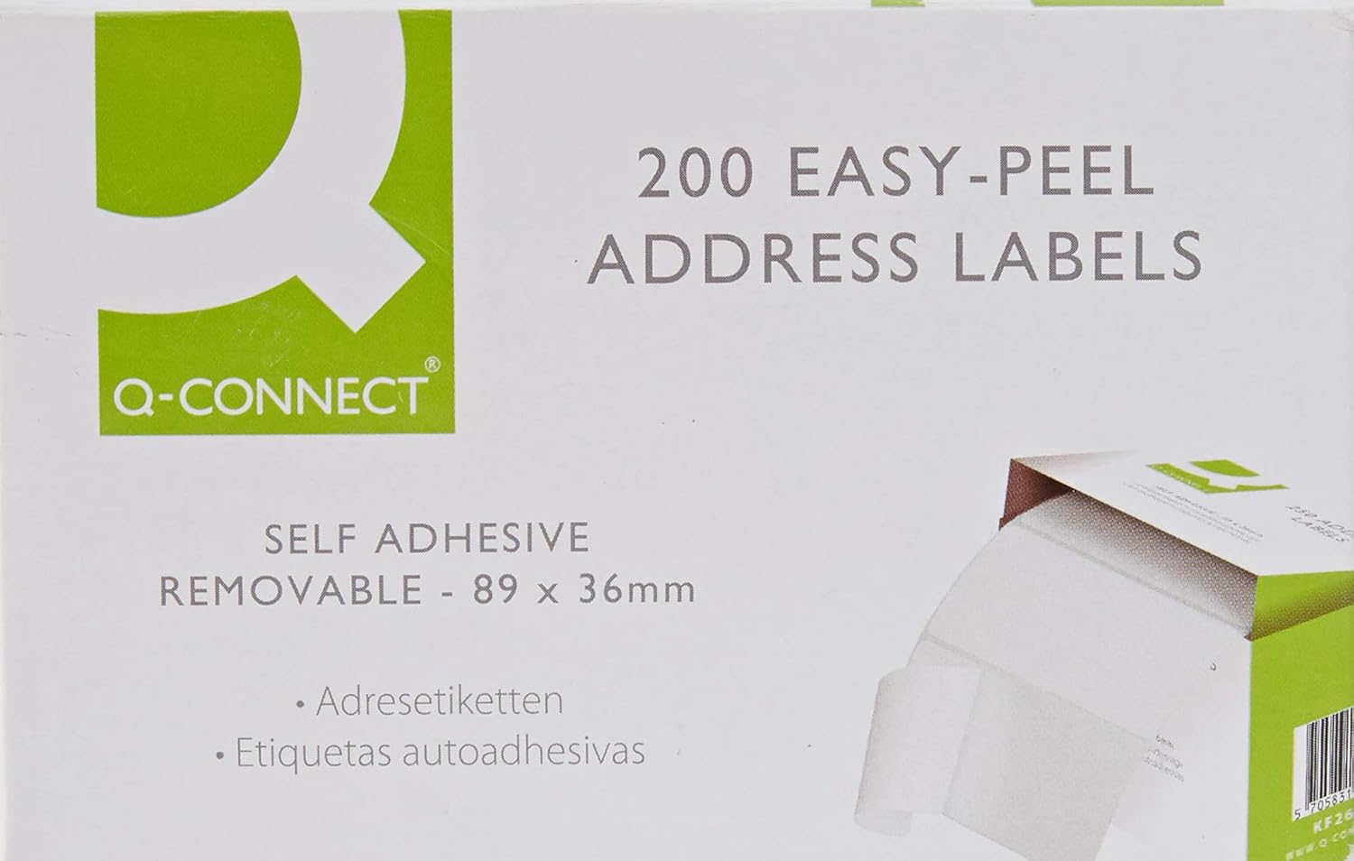 Q-Connect Address Label Roll 89mm x 36mm White, 200 Count