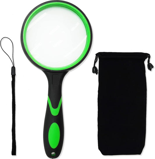 10X Magnifying Glass with Rubber Handle, Hanging Rope & Storage Bag-CentralDepot247