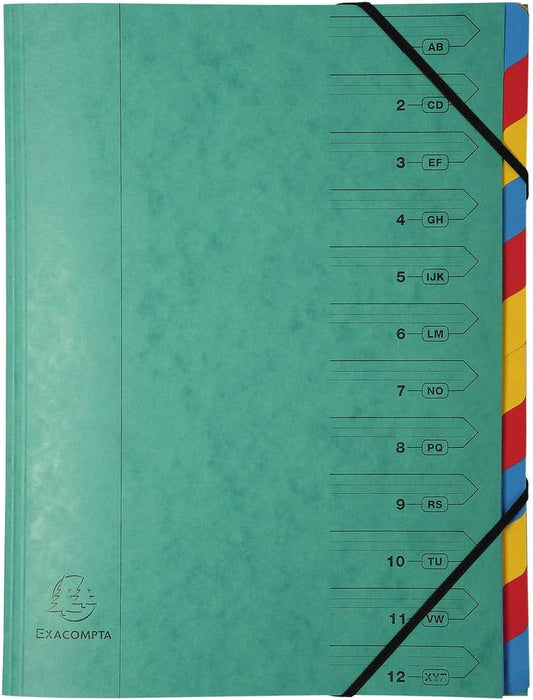Stapled Spine Multipart File - 245 x 320mm, 12 Tabbed Sections, Pack of 8-CentralDepot247