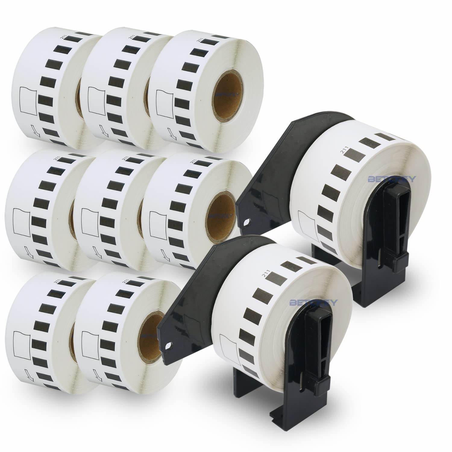 10 Rolls DK-22211 Labels with 2 Reusable Holders - 29mm x 15.24m