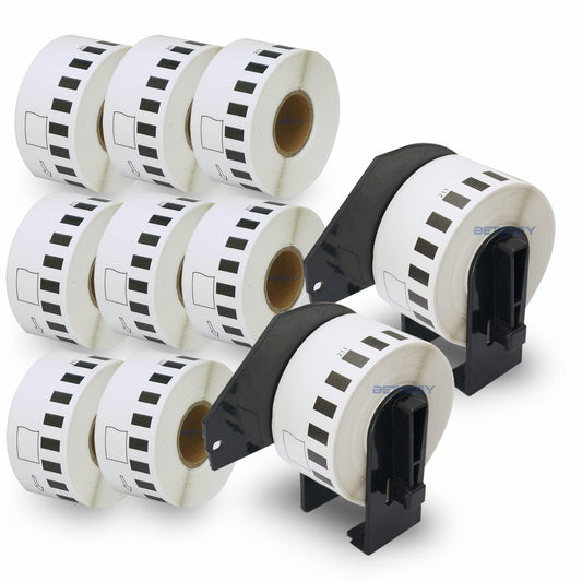10 Rolls DK-22211 Labels with 2 Reusable Holders - 29mm x 15.24m
