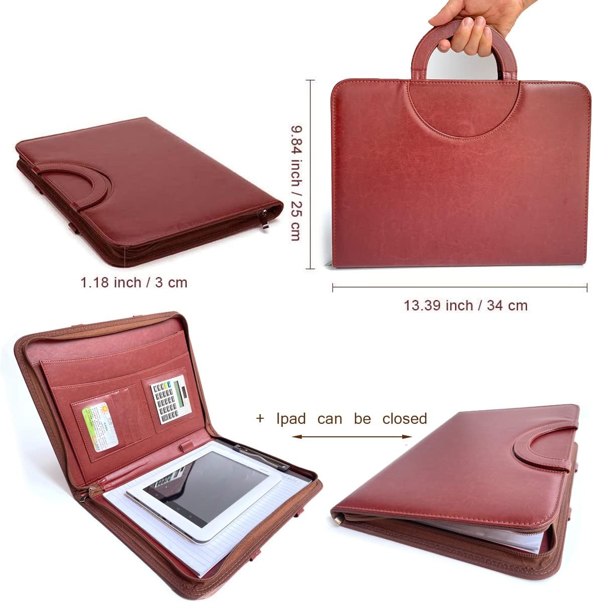 Portable A4 Leather Portfolio with Calculator & Document Organizer-CentralDepot247