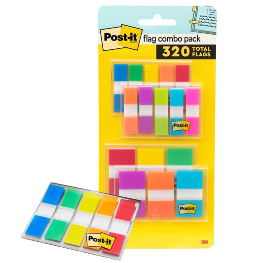 Post-it Flags Combo Pack - 4 Dispensers, Assorted Colors, 320 Flags