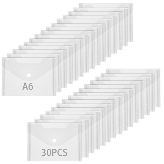 SHUESS 50 Pcs A6 Plastic Wallets - Clear Envelopes for Home & Office