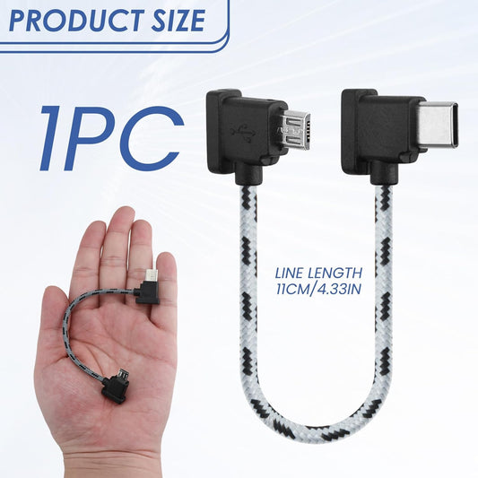 Type-C to Micro USB for DJI 15cm/3.66 Inch Remote Controller Cable Compatible with DJI Mavic Mini Mavic Pro Mavic Air Spark Drones 90 Degree USB C Connector Wire Charging Date Cable Black