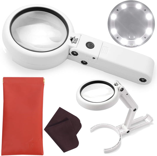 Portable Illuminated Magnifying Glass 5X 11X with LED Light-CentralDepot247