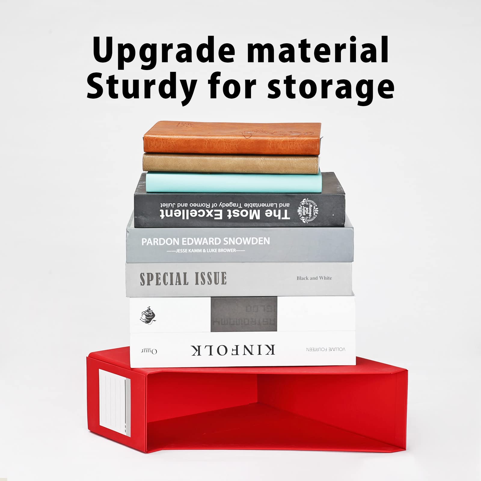 Red Magazine Holder, Cardboard File Organizer (Pack of 3)