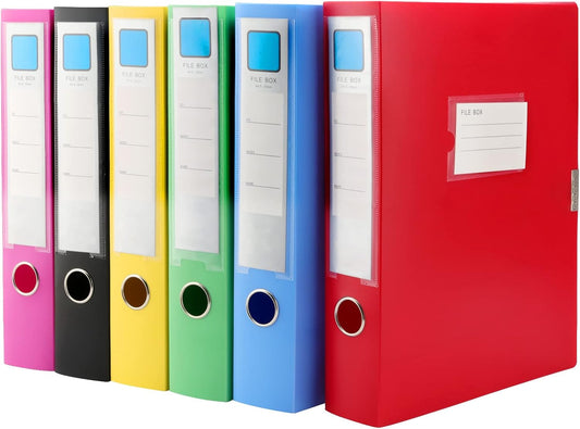 PINGEUI 6 PCS A4 File Storage Boxes, Large Capacity with Lid
