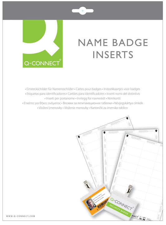 Q-Connect Name Badge Inserts 54x90mm - 10 Per Sheet (Pack of 25)