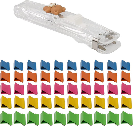 Paper Clip Dispenser Set with 50 Colorful Refill Clips-CentralDepot247