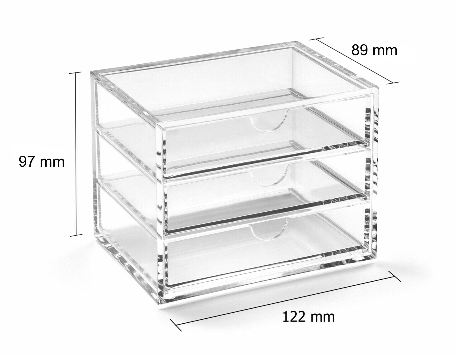Very Small Clear Acrylic 3 Drawer Chest for Jewelry & Stationery-CentralDepot247