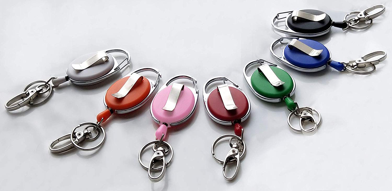 Retractable Badge Reel with Claw Clasp and Clip - 2 Pack