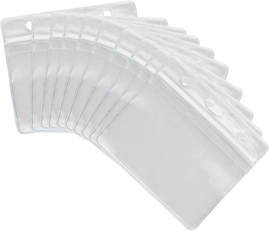 10PCS Clear Waterproof Plastic Card Holders, 98x82mm Badge Holders