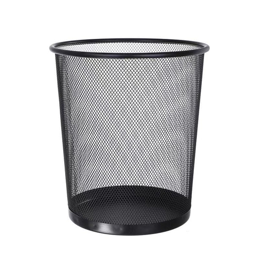 Small 9L Round Mesh Black Steel Waste Paper Bin for Home & Office-CentralDepot247