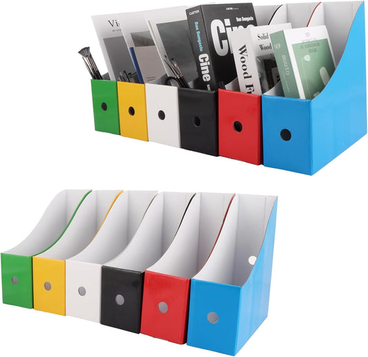 ZOFUN 12 Pcs Cardboard Magazine File Holders, 26 x 27 x 9 cm, 6 Colors