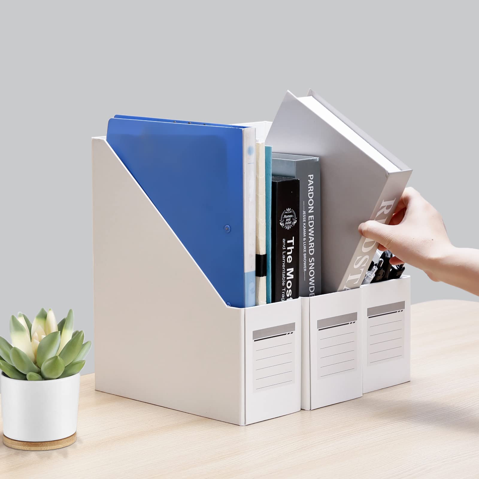 Red Magazine Holder, Cardboard File Organizer (Pack of 3)