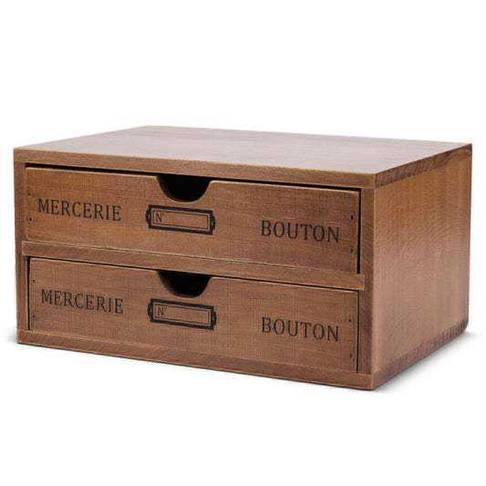 Wooden 4 Drawer Desktop Storage Box - Vintage Organizer-CentralDepot247