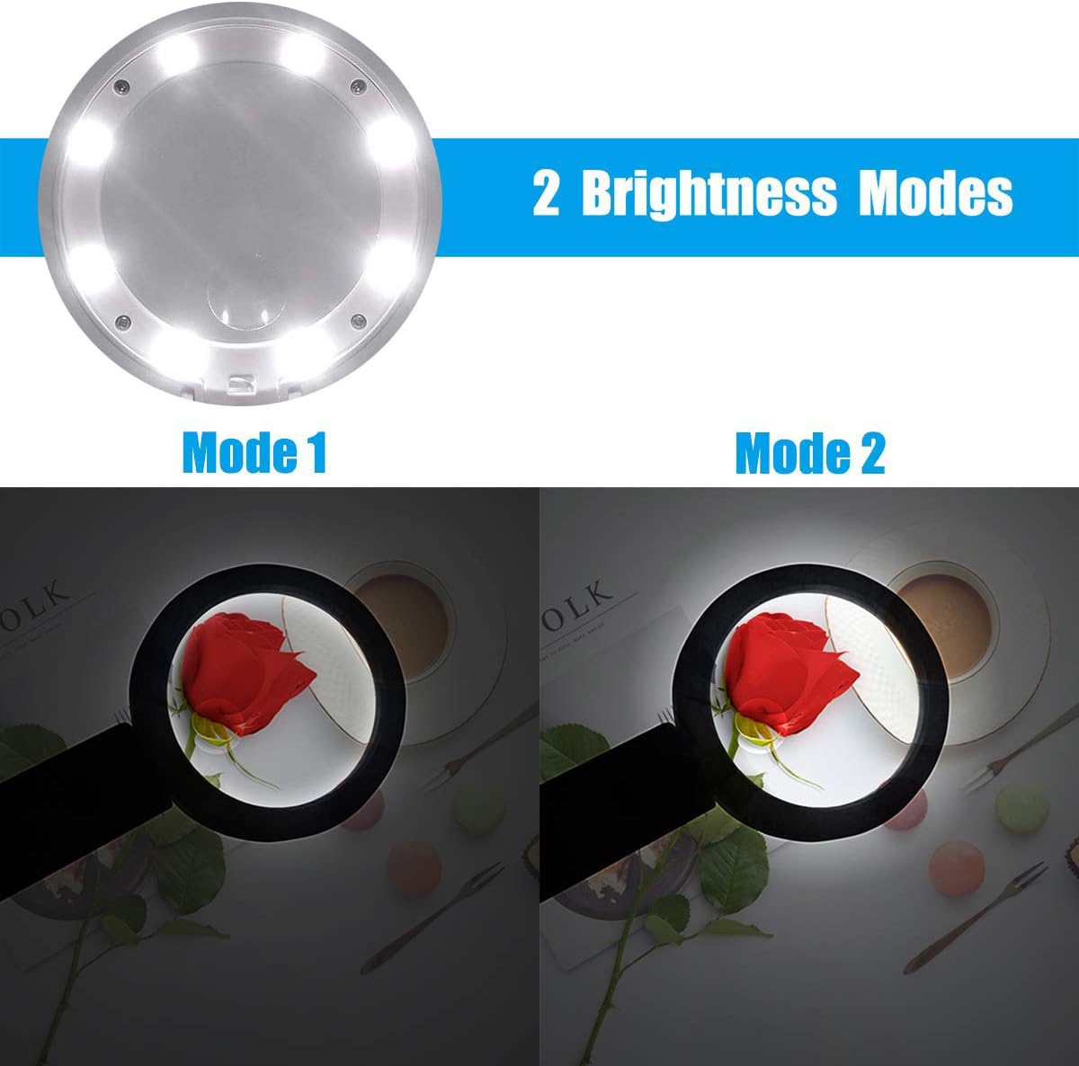 Portable Illuminated Magnifying Glass 5X 11X with LED Light-CentralDepot247