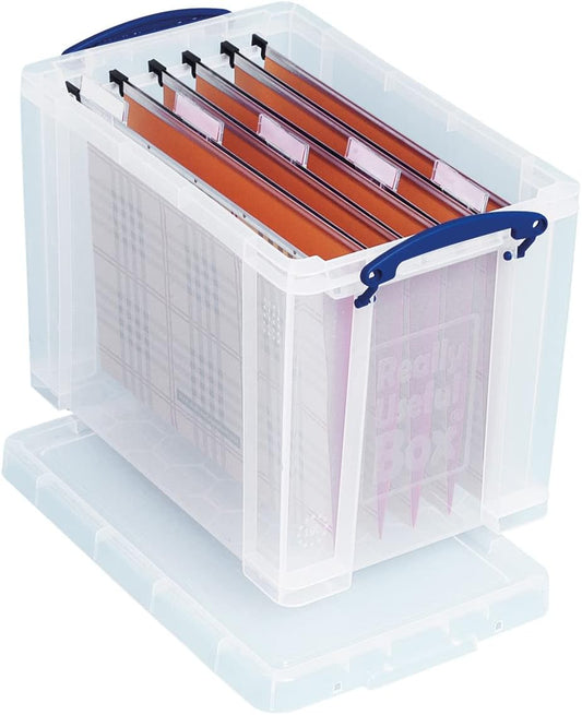 Really Useful Storage Box 24 Litre Clear with 10 Suspension Files